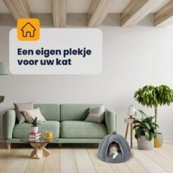 MIRO Katten Huis - Kattenhuizen - Kattenhok - Kattenmand - Dierenhuis - Extra Zacht - Grijs -Kattenbenodigdheden Winkel 1200x1200 543