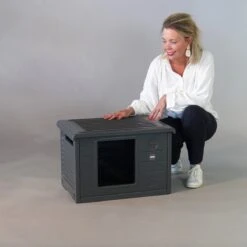 RHRQuality Kattenhuis Voor Binnen En Buiten Kattenhok Villa De Luxe Grijs -Kattenbenodigdheden Winkel 1200x1200 558