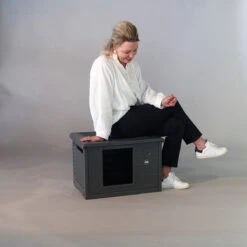 RHRQuality Kattenhuis Voor Binnen En Buiten Kattenhok Villa De Luxe Grijs -Kattenbenodigdheden Winkel 1200x1200 559