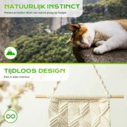 Qoods Kattenhangmat Macramé - Hangende Kattenmand Raam Of Radiator - Kattenbed - Poezenmand -Kattenbenodigdheden Winkel 1200x1200 567
