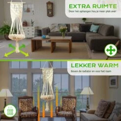 Qoods Kattenhangmat Macramé - Hangende Kattenmand Raam Of Radiator - Kattenbed - Poezenmand -Kattenbenodigdheden Winkel 1200x1200 569