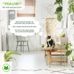 Qoods Kattenhangmat Macramé - Hangende Kattenmand Raam Of Radiator - Kattenbed - Poezenmand -Kattenbenodigdheden Winkel 1200x1200 572