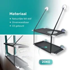 Raamhangmat - Dubbellaags - Met Zuignappen - 20kg Draag Gewicht - Kattenhangmat - Hangmat Kat - Kattenbed - Kattenkussen - Kattenbank - Kattenmand - Raam - Kattenhangmat Raam - Zwart - Radiator -Kattenbenodigdheden Winkel 1200x1200 601