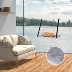 Nobleza 40AG6 - Kattenhangmat - Hangmat Kat - 60x32cm - Kattenhangmat Raam – Kattenbed - Kattenhangmand - Kattenkussen - Grijs -Kattenbenodigdheden Winkel 1200x1200 603