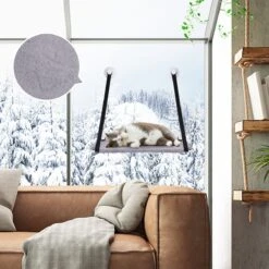 Nobleza 40AG6 - Kattenhangmat - Hangmat Kat - 60x32cm - Kattenhangmat Raam – Kattenbed - Kattenhangmand - Kattenkussen - Grijs -Kattenbenodigdheden Winkel 1200x1200 604