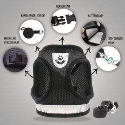 Ease Store Kattentuigje – Maat M – Met Looplijn – Kittentuigje – Dierentuigje – Hondentuigje – Reflecterend – Zwart -Kattenbenodigdheden Winkel 1200x1200 629