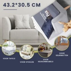 TibaGoods - Anti Krab Vellen Voor Kat En Hond - 6 XL Vellen – Zonder Punaises - Tegen Krabben – Bankbescherming – Meubelbescherming – Krabpaal – Anti Scratch – 43.2 X 30.5cm – Transparant -Kattenbenodigdheden Winkel 1200x1200 676