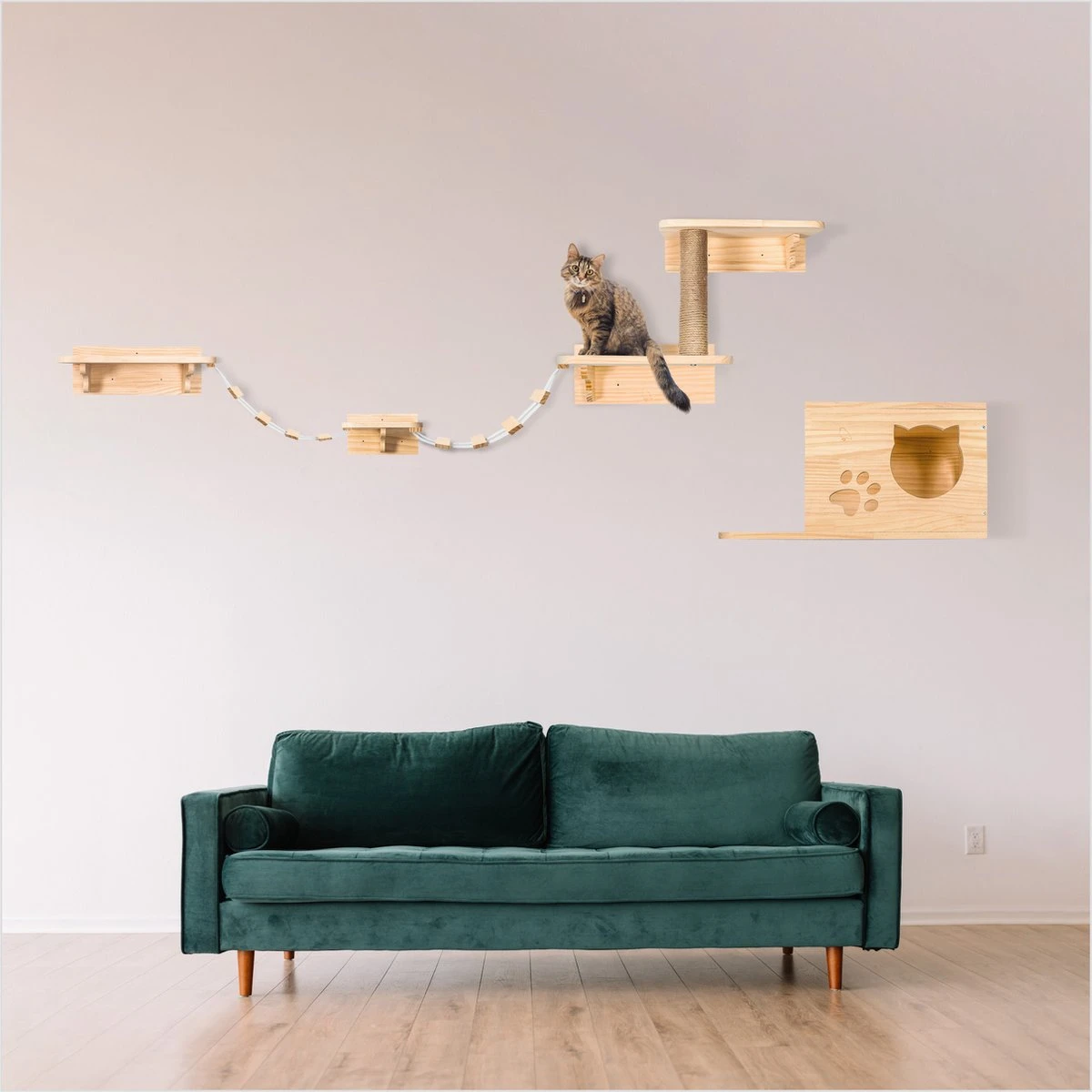 Katten Klimmuur - Complete Set - Krabpaal - Huisje - Ladders - Plateaus - Katten Klim Wand - Krabpaal Muur - Klimmuur Kat - Krabpaal Voor Grote Katten - Klimwand 2 Katten Klimmuur - Complete Set - Krabpaal - Huisje - Ladders - Plateaus - Katten Klim Wand - Krabpaal Muur - Klimmuur Kat - Krabpaal Voor Grote Katten - Klimwand - Afbeelding 2