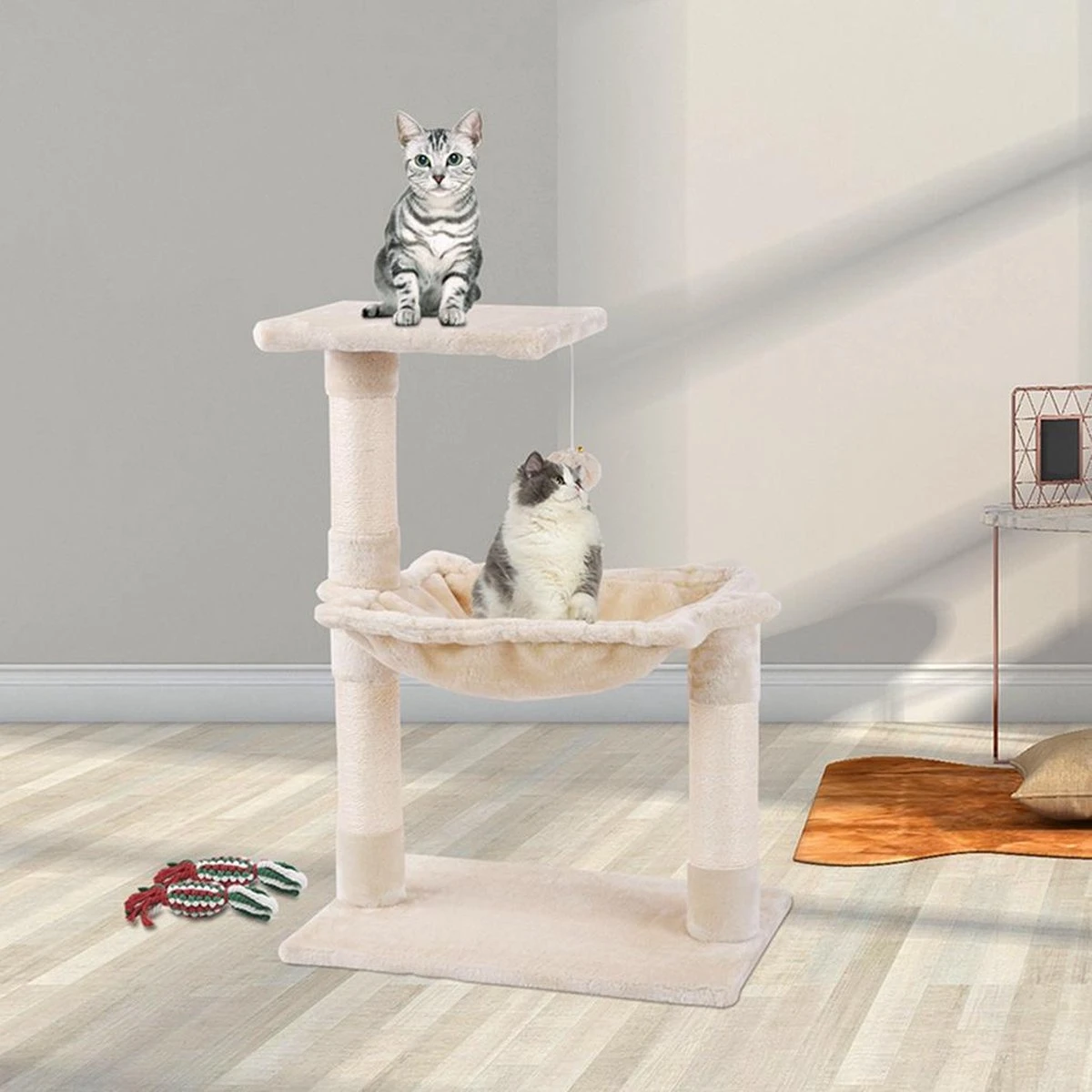 Merkloos MC Star Katten Krabpaal 70cm Krassen Grote Nis En Bal Opgeschort Spelen Schraper Platform Sisal - Beige, 70cm 2 Merkloos MC Star Katten Krabpaal 70cm Krassen Grote Nis En Bal Opgeschort Spelen Schraper Platform Sisal - Beige, 70cm - Afbeelding 2