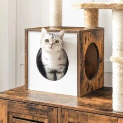 IN.HOMEXL All-In-One Kattenmeubel Alba - Krabpaal Met Kattenbak - Hangmat Mand Katten Huis - Kattentoiletmeubel - Bruin - 70x132x48cm -Kattenbenodigdheden Winkel 1200x1200 749