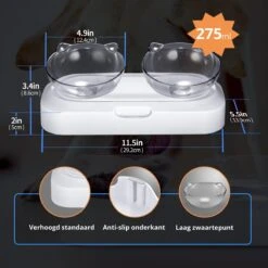 Behave Dubbele Voerbak - Drinkbak - Katten - Verstelbaar - Wit -Kattenbenodigdheden Winkel 1200x1200 820