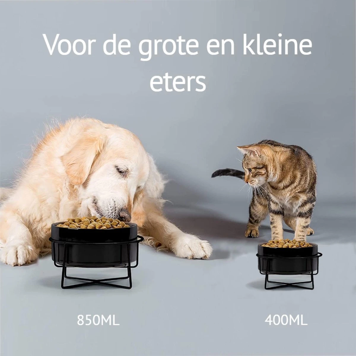 GIZMO 2x Voerbak Kat - 400 Ml - Groen - Keramische Drink- & Voerbakken Met Standaard - 13 Cm - 2 Stuks 3 GIZMO 2x Voerbak Kat - 400 Ml - Groen - Keramische Drink- & Voerbakken Met Standaard - 13 Cm - 2 Stuks - Afbeelding 3