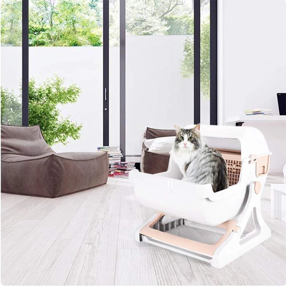 Eyzo Zelfreinigende Kattenbak Roze - 50x50x46 Cm - Toilet Voor Katten 4 Eyzo Zelfreinigende Kattenbak Roze - 50x50x46 Cm - Toilet Voor Katten - Afbeelding 4