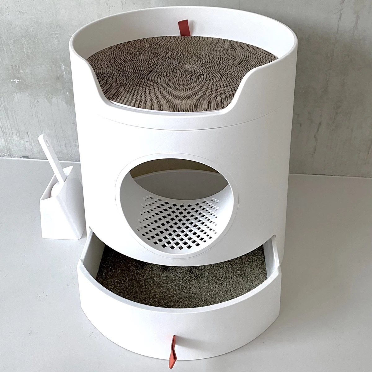 A Sunny Day Kattenbak Met Lade, Bedje En Krabplank - Inclusief Schepje - Design Kattenbak - Wit - Dichte Kattenbak - Kattenbak Gesloten 13 A Sunny Day Kattenbak Met Lade, Bedje En Krabplank - Inclusief Schepje - Design Kattenbak - Wit - Dichte Kattenbak - Kattenbak Gesloten - Afbeelding 13