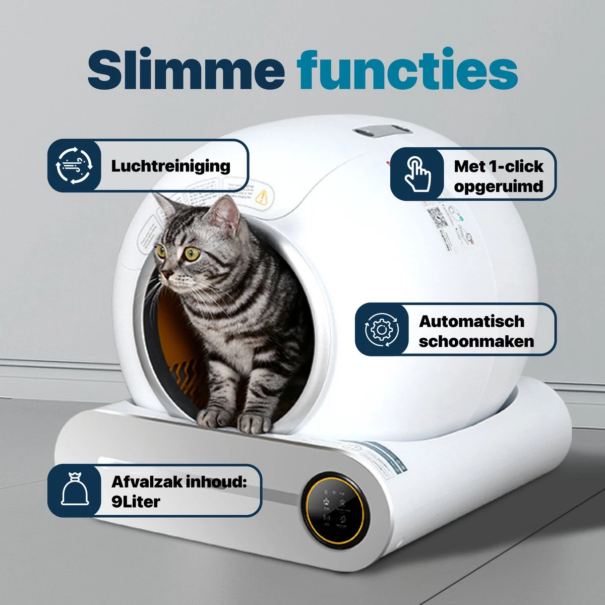 BOME Automatische Kattenbak - Zelfreinigende Kattenbak - Met App En Touchscreen - 65L 8 BOME Automatische Kattenbak - Zelfreinigende Kattenbak - Met App En Touchscreen - 65L - Afbeelding 8