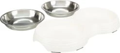 Merkloos Trixie Voerbak Kat Dubbel Melamine / Rvs Wit 2x200 Ml 27x14x3 Cm -Kattenbenodigdheden Winkel 1200x536 1