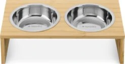 Navaris Verhoogd Dubbel Dieren Voedingsstation - 2 Kommen Voor Katten En Kleine Honden - Roestvrij Staal - Verhoogde Bamboe Standaard -Kattenbenodigdheden Winkel 1200x619 2