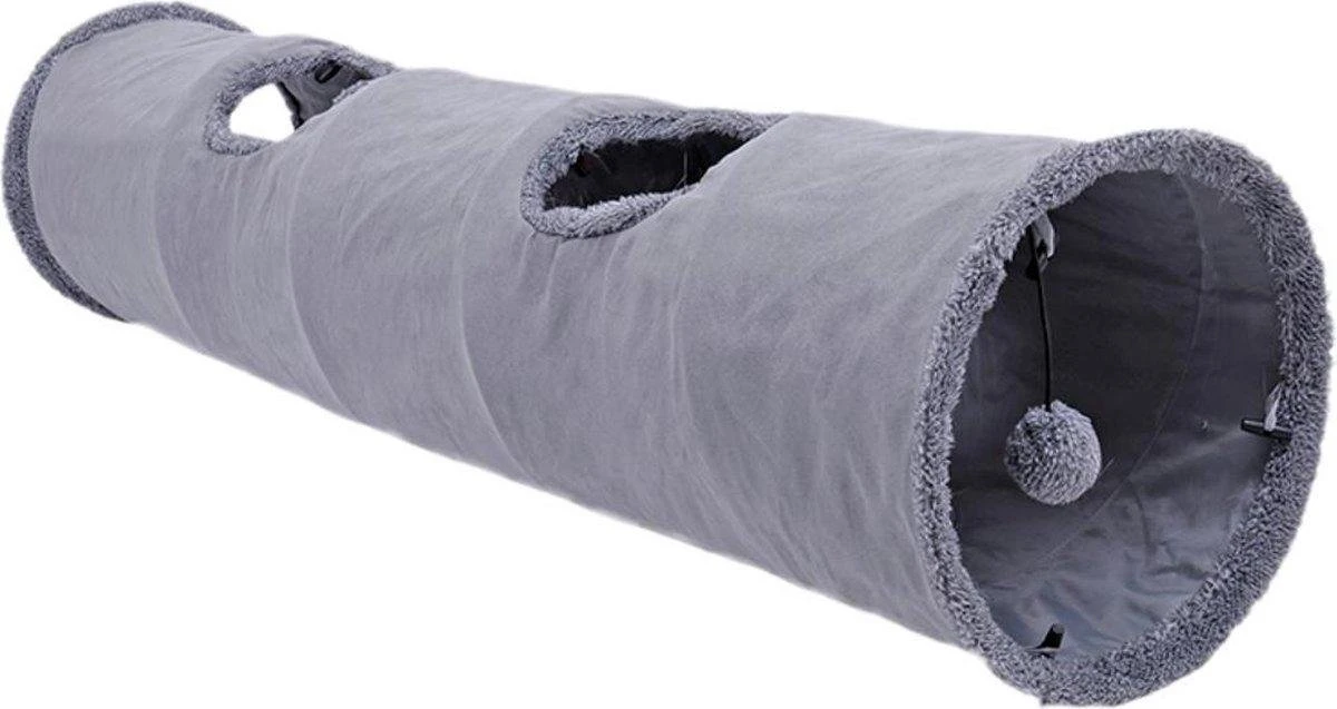 Fuzly Kattentunnel - Speeltunnel - Antraciet - Extra Stevig - Suede - 130cm X 30cm - Large 1 Fuzly Kattentunnel - Speeltunnel - Antraciet - Extra Stevig - Suede - 130cm X 30cm - Large