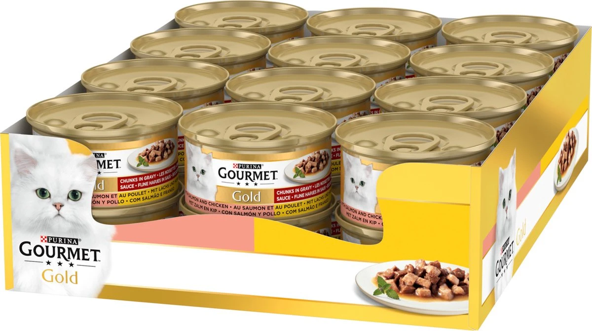Gourmet Gold Fijne Hapjes - Kattenvoer Natvoer - Zalm & Kip - 24 X 85 Gr 7 Gourmet Gold Fijne Hapjes - Kattenvoer Natvoer - Zalm & Kip - 24 X 85 Gr - Afbeelding 7