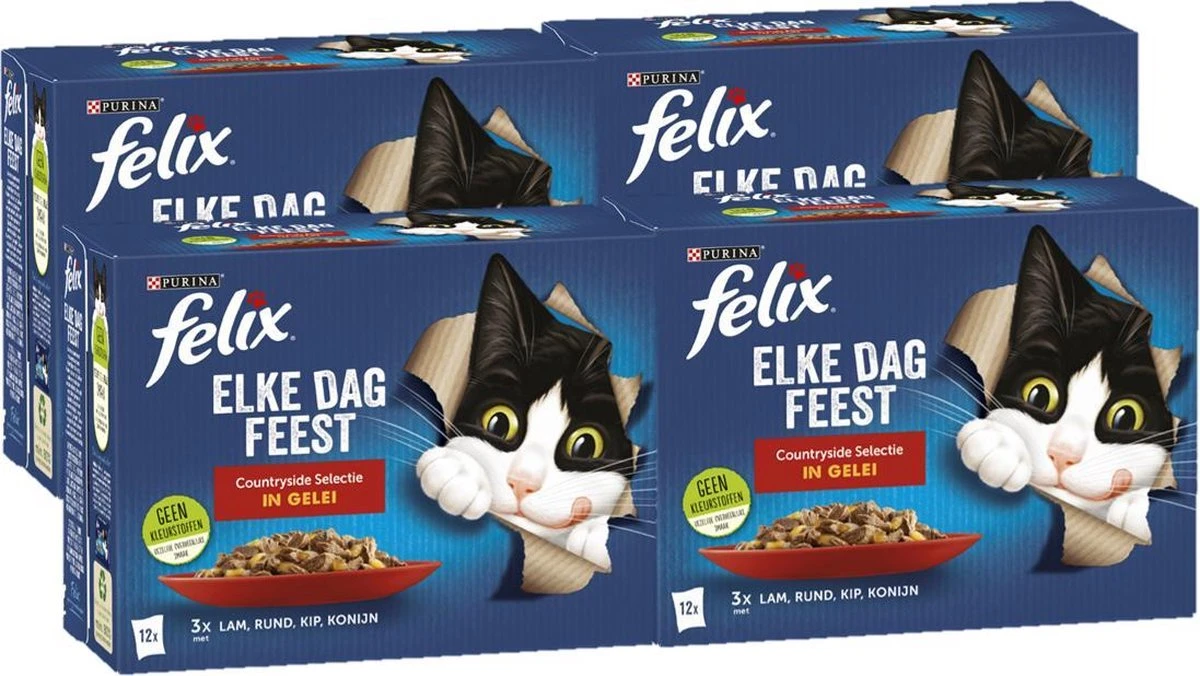 Felix Elke Dag Feest Countryside Selectie In Gelei - Katten Natvoer - 4x12x85 Gr 7 Felix Elke Dag Feest Countryside Selectie In Gelei - Katten Natvoer - 4x12x85 Gr - Afbeelding 7