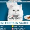 Gourmet Perle Mini Filets In Saus - Kattenvoer Natvoer - Kip, Konijn, Rund & Zalm - 60 X 85 Gr