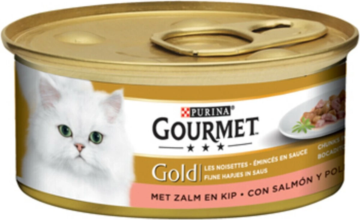 Gourmet Gold Fijne Hapjes - Kattenvoer Natvoer - Zalm & Kip - 24 X 85 Gr 6 Gourmet Gold Fijne Hapjes - Kattenvoer Natvoer - Zalm & Kip - 24 X 85 Gr - Afbeelding 6