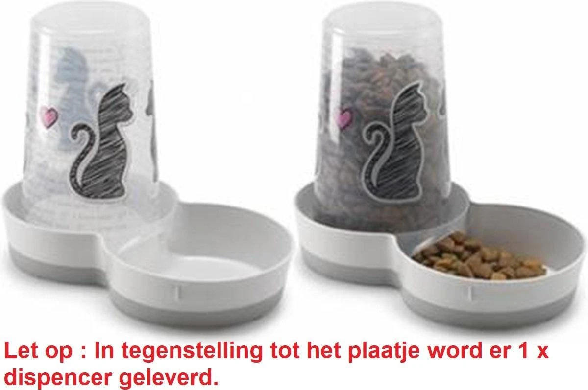 Merkloos - Drink En Voer Dispenser Katten Love - Wit - > 1,5 Liter - 27.5 X 27.4 X 21.2 Cm 1 Merkloos - Drink En Voer Dispenser Katten Love - Wit - > 1,5 Liter - 27.5 X 27.4 X 21.2 Cm