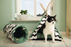 Beeztees Kioni Tipi Tent - Kattenhuis - Zwart/Wit - 50x50x70 Cm -Kattenbenodigdheden Winkel 1200x800 35
