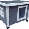 @Pet Kattenhuis Voor Buiten 57x45x43 Cm Grijs En Wit