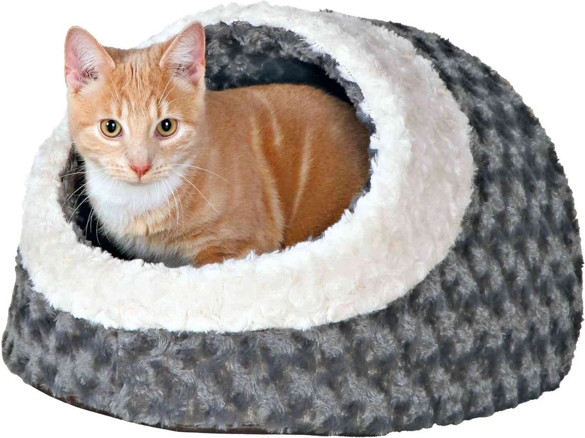 Trixie Kattenmand Iglo Kaline Grijs / Creme - 41X35X26 CM 1 Trixie Kattenmand Iglo Kaline Grijs / Creme - 41X35X26 CM