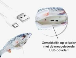 Merkloos Elektrisch Kattenspeeltje - Elektrische Vis - Kattenspeelgoed - Elektrisch Visspeeltje - Bewegende Vis - Automatisch Kattenspeeltje - Interactieve Speeltjes - Poes - Cat Toy - Fish Toy - USB Oplaadbaar - 30cm