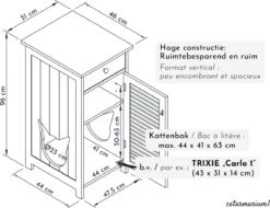 WONDERMAKE® Grote Kattenkast Houten Voor Kattenbak Kattentoilet, XL-kattenbak Dressoir Kastje Met Schuiflade, Designer Kattenhuis Met Kattenhol Kattenbakkast, Kasten Kast Voor Katten Binnen Hoog, 51 X 46 X 96 Cm, Wit -Kattenbenodigdheden Winkel 1200x923 1