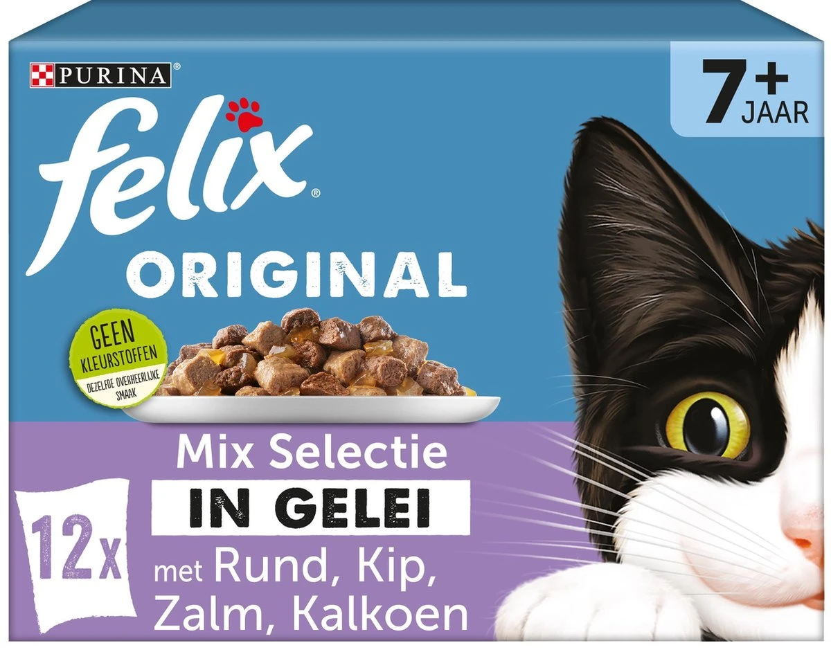 Felix Original Mix Senior 7+ In Gelei - Katten Natvoer - 4x12x85 Gr 1 Felix Original Mix Senior 7+ In Gelei - Katten Natvoer - 4x12x85 Gr