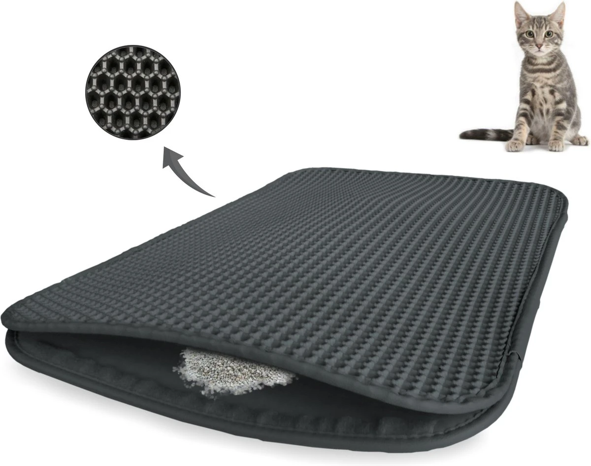 Kattenbakmat - 40 X 50 Cm - Grijs - Uitloopmat Kat - Kattenbakvulling - Opvang Ruimte - Grit Opvanger - Waterdicht - Eco-friendly 1 Kattenbakmat - 40 X 50 Cm - Grijs - Uitloopmat Kat - Kattenbakvulling - Opvang Ruimte - Grit Opvanger - Waterdicht - Eco-friendly