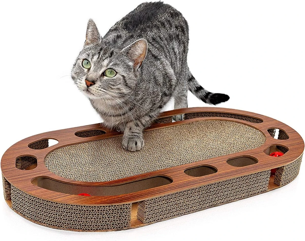 Pfotenolymp® Kattenspeelplaats 57 X 30 X 5 Cm - Interactief Kattenspeelgoed/krabplank Van Golfkarton - Krabplank - Voedselspeeltje Met Speelbal & Kattenkruid/krabplank Voor Katten 6 Pfotenolymp® Kattenspeelplaats 57 X 30 X 5 Cm - Interactief Kattenspeelgoed/krabplank Van Golfkarton - Krabplank - Voedselspeeltje Met Speelbal & Kattenkruid/krabplank Voor Katten - Afbeelding 6