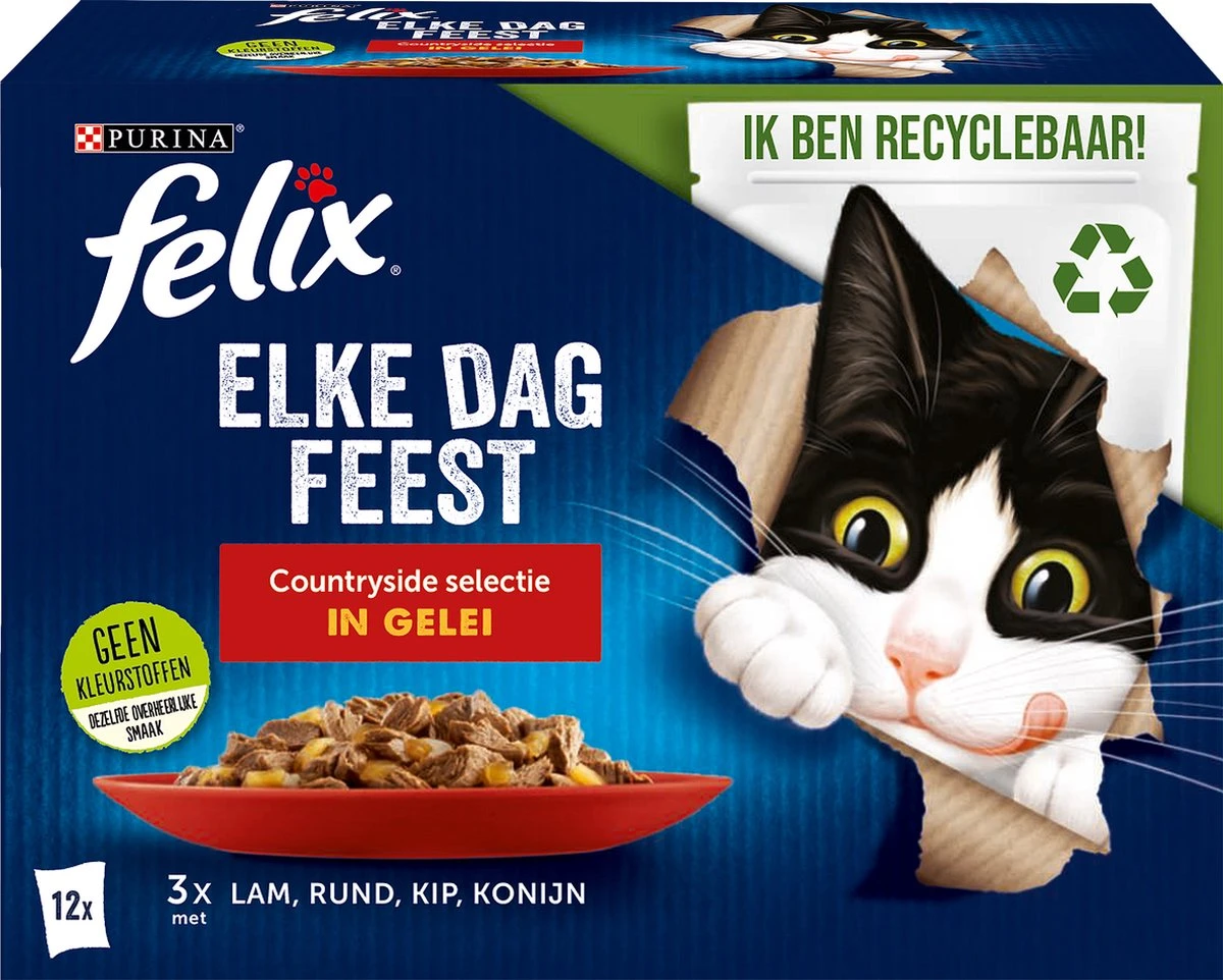 Felix Elke Dag Feest Countryside Selectie In Gelei - Katten Natvoer - 4x12x85 Gr 2 Felix Elke Dag Feest Countryside Selectie In Gelei - Katten Natvoer - 4x12x85 Gr - Afbeelding 2