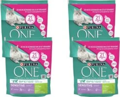 Purina One Sensitive - Kattenvoer - 4 X Kalkoen Rijst 800 G