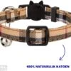 Halsband Kat | Kattenband | Kattenhalsbandje | Kitten | Kattenbandje Met Belletje | Kattenhalsbandjes Met Veiligheidssluiting In Dé Klassieke Beige Ruit