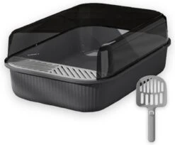 Merkloos Kattenbak - Zwart - Open - Incl. Schep - Modern - Hip - Trendy - Design Kattenbak