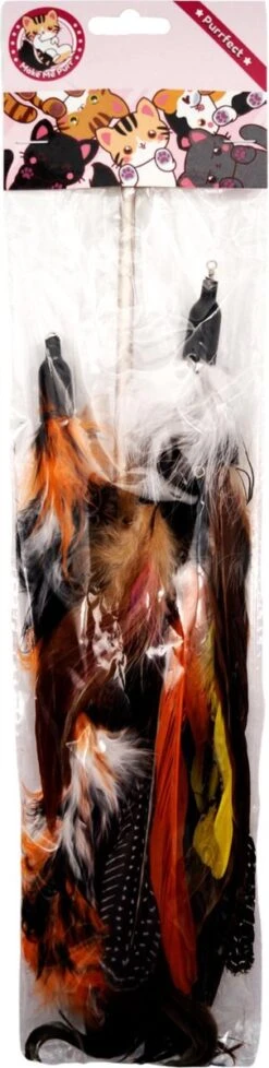 Make Me Purr Kattenhengel Met 5 Hangers (Zwart) - Speelgoed Hengel Voor Katten - Kat Speelhengel Met Veren - Kitten Kattenplager Met Veer - Kattenspeelgoed - Kattenspeeltjes -Kattenbenodigdheden Winkel 303x1200