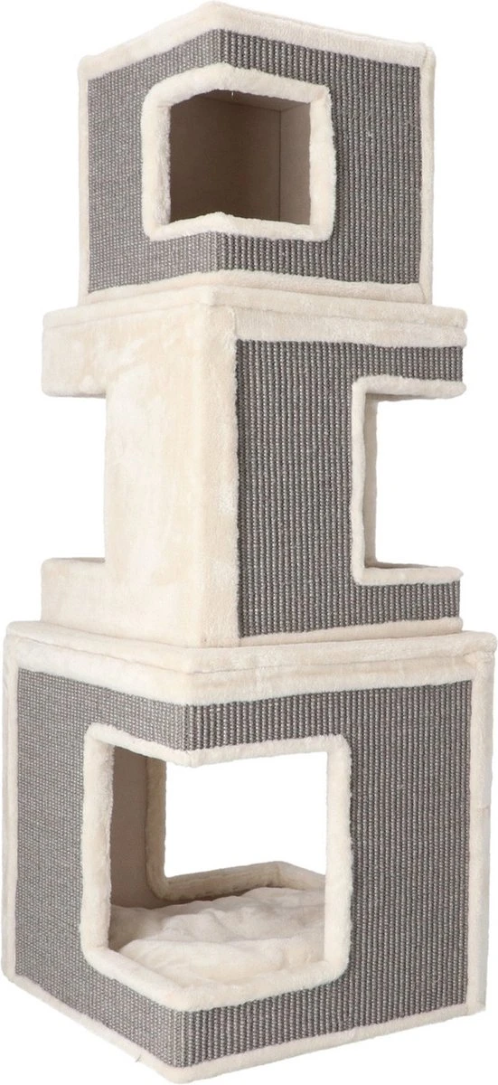 Adori Krabtoren Adele - Krabpaal - 48x48x128 Cm Wit Grijs 1 Adori Krabtoren Adele - Krabpaal - 48x48x128 Cm Wit Grijs