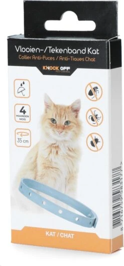 Knock Off Vlooien-tekenband – 100% Natuurlijke Vlooienbestrijding - Zonder Schadelijke Pesticiden Of Gif – Effectief Tot 4 Maanden – Nederlands- En Franstalige Handleiding – Regen- En Waterbestendig - Geschikt Voor Katten – 35 Cm -Kattenbenodigdheden Winkel 564x1200