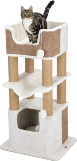Trixie Krabpaal Lucano Wit/Taupe - 58X48X110 CM -Kattenbenodigdheden Winkel 572x1200 1