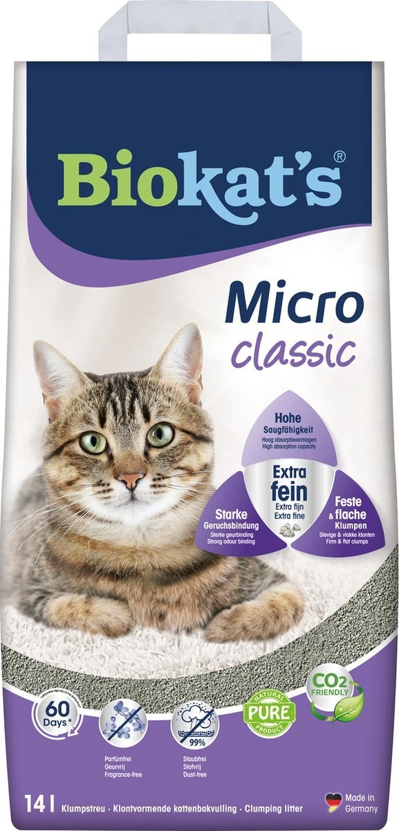 Biokat's Micro Classic - 14 Liter - Kattenbakvulling - Kattengrit - Klontvormend - Zonder Geur 1 Biokat's Micro Classic - 14 Liter - Kattenbakvulling - Kattengrit - Klontvormend - Zonder Geur