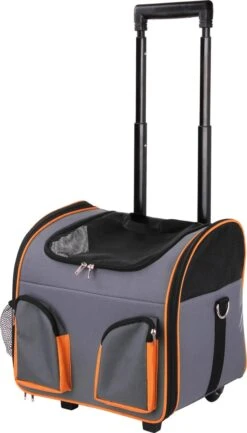 Pawise Luxe Katten En Honden Trolley Tot 7kg - Reismand – Grijs – Telescopisch Handvat – Met Doorkijkvensters En Opbergvakken – Optimale Ventilatie -Kattenbenodigdheden Winkel 685x1200 3