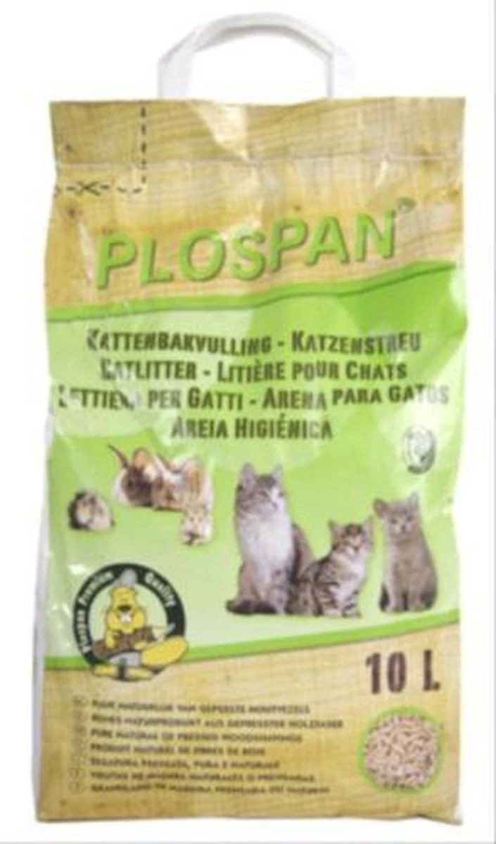 Plospan Houtkorrel Kattenbakvulling - 10 Ltr 5 Plospan Houtkorrel Kattenbakvulling - 10 Ltr - Afbeelding 5