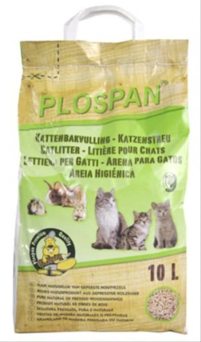 Plospan Houtkorrel Kattenbakvulling - 10 Ltr 1 Plospan Houtkorrel Kattenbakvulling - 10 Ltr