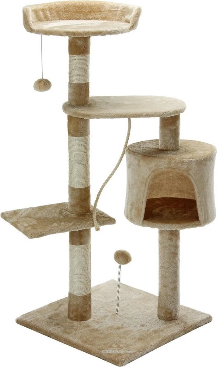 Merkloos Cadoca Kattenboom Beige Met 3 Kijkplekken, 1 Grot, 2 Speelballen En één Touw 1 Merkloos Cadoca Kattenboom Beige Met 3 Kijkplekken, 1 Grot, 2 Speelballen En één Touw