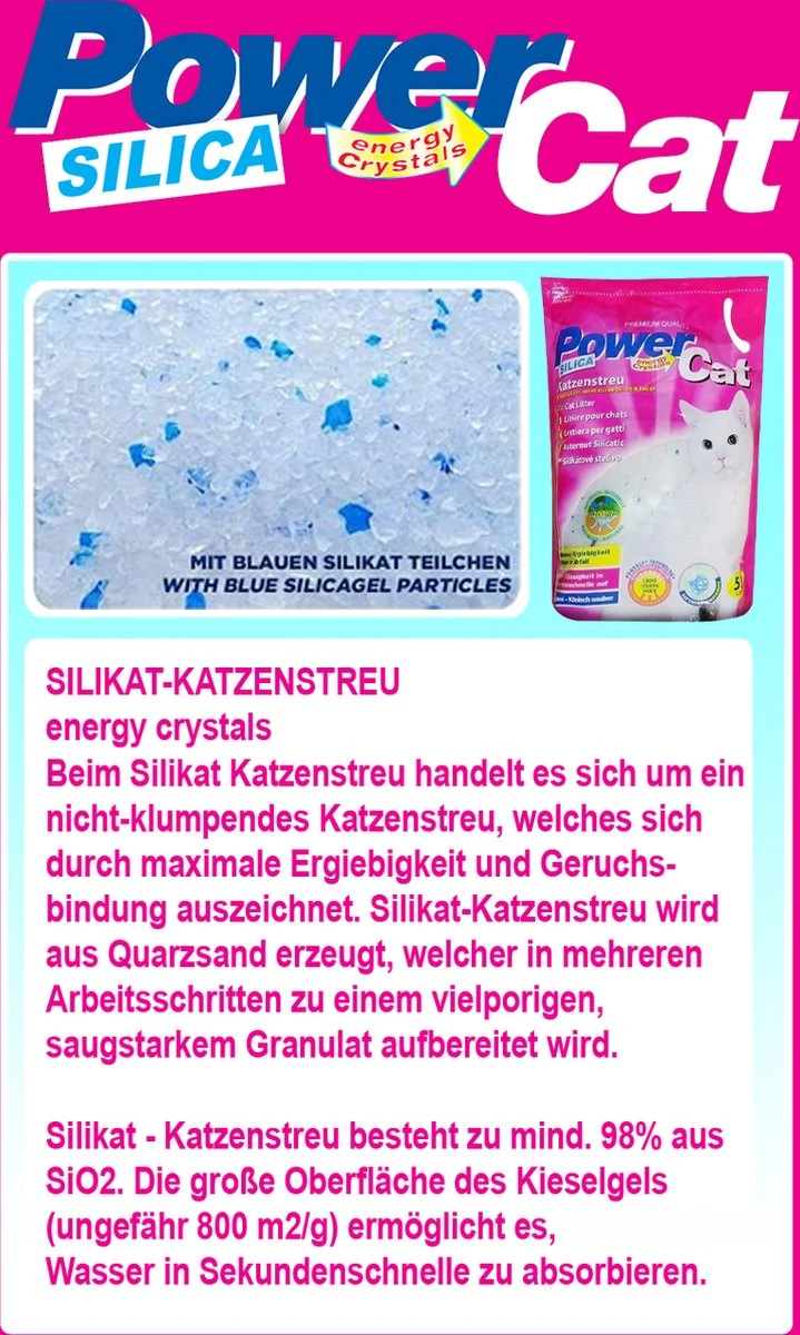 Merkloos PowerCat Silicaat Kattenbakvulling Met Energy Kristallen - 12 X 5L 3 Merkloos PowerCat Silicaat Kattenbakvulling Met Energy Kristallen - 12 X 5L - Afbeelding 3