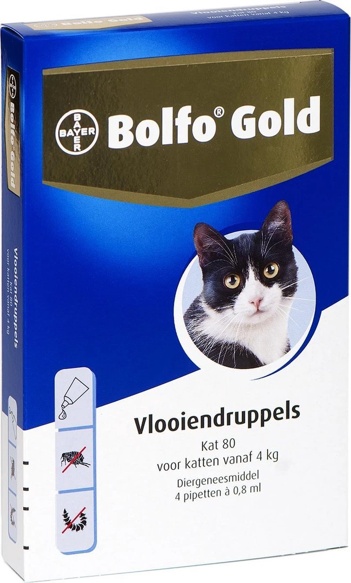 Bayer Bolfo Gold 80 Anti Vlooienmiddel - Kat - > 4 Kg - 4 Pipetten 6 Bayer Bolfo Gold 80 Anti Vlooienmiddel - Kat - > 4 Kg - 4 Pipetten - Afbeelding 6